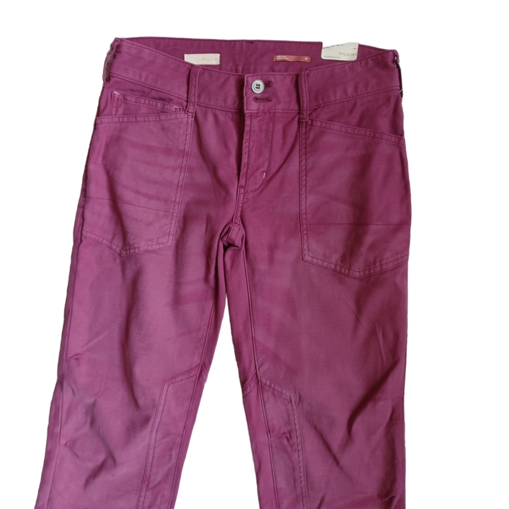 Anthropologie Pilcro Womens Raspberry Low Rise Straight Pants Pockets Size 25 - Picture 4 of 11